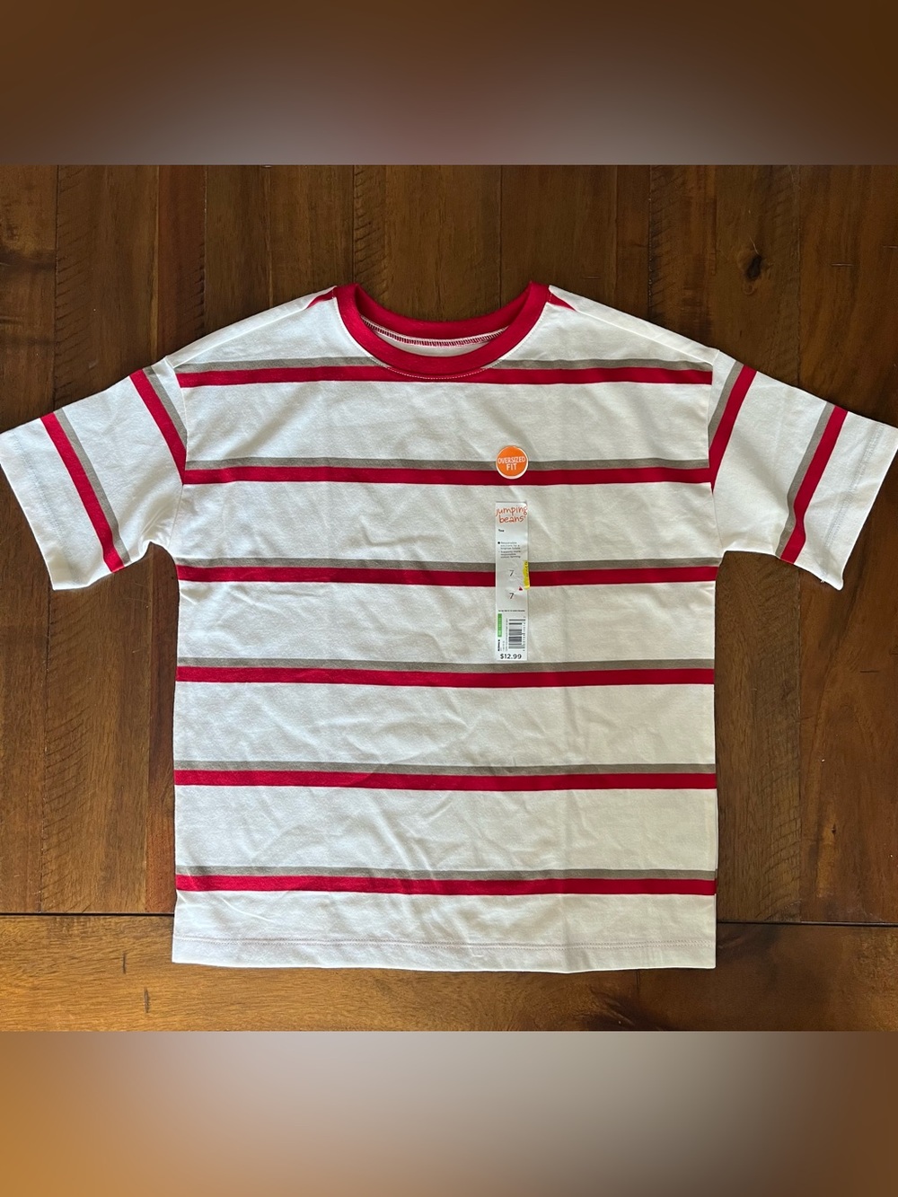 NWT Jumping Beans Red & White Striped Oversized Crewneck Tee